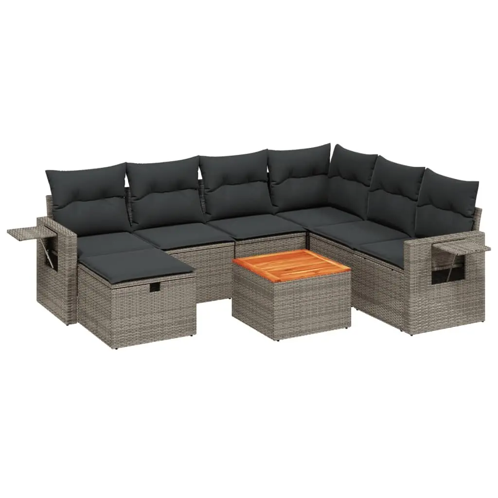 Garden Sofa Set 8 Piece Outdoor Furniture Grey Patio Lounge Seating with
