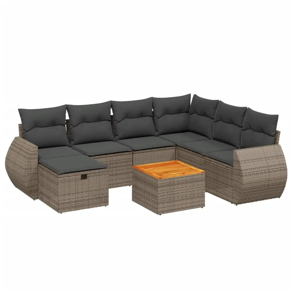 Garden Sofa Set 8 Piece Outdoor Furniture Patio Lounge Grey Poly Rattan Modular