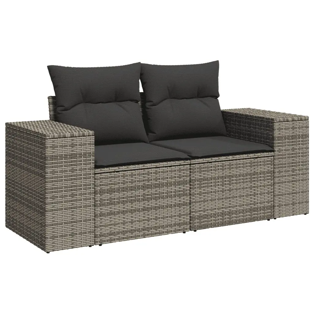 Garden Sofa Set 6 Piece Outdoor Furniture Grey Poly Rattan Cushions Patio Lounge