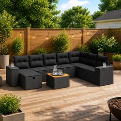 Perfectly Fits Your Patio: 9 Piece Garden Sofa Set