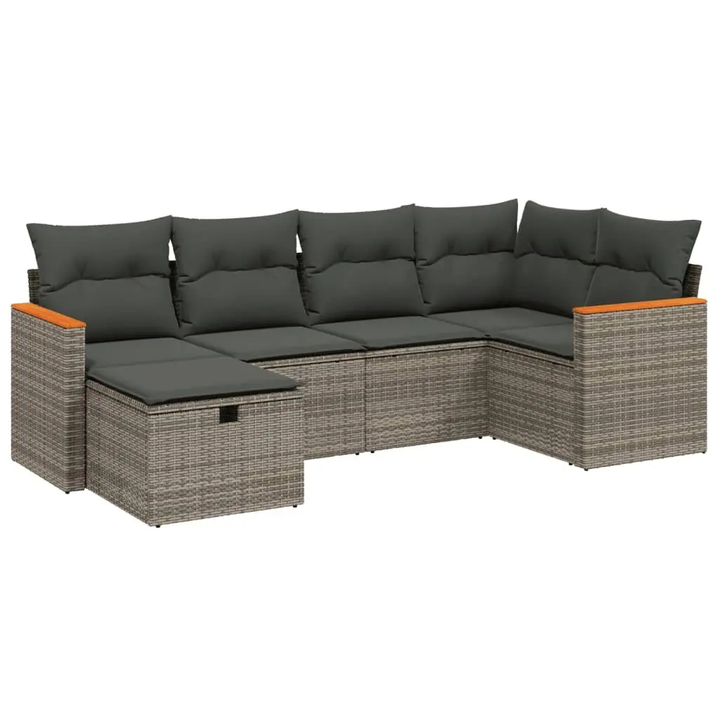 Garden Sofa Set 6 Piece Outdoor Furniture Patio Sectional Grey with Cushions