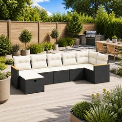 Practical 7 Piece Black Sofa Set for Your Outdoor Living