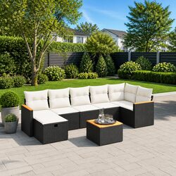8 Piece Garden Sofa Set Outdoor Patio Furniture with Removable Cushions Black