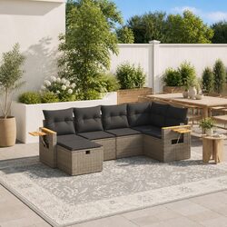 Practical 6-Piece Grey Outdoor Sofa Set for Your Patio