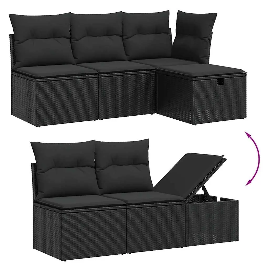Garden Sofa Set 6 Piece Outdoor Furniture Patio Seating Black Cushions Modular