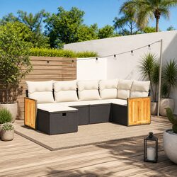 Functional 6-Piece Black Outdoor Sofa Set