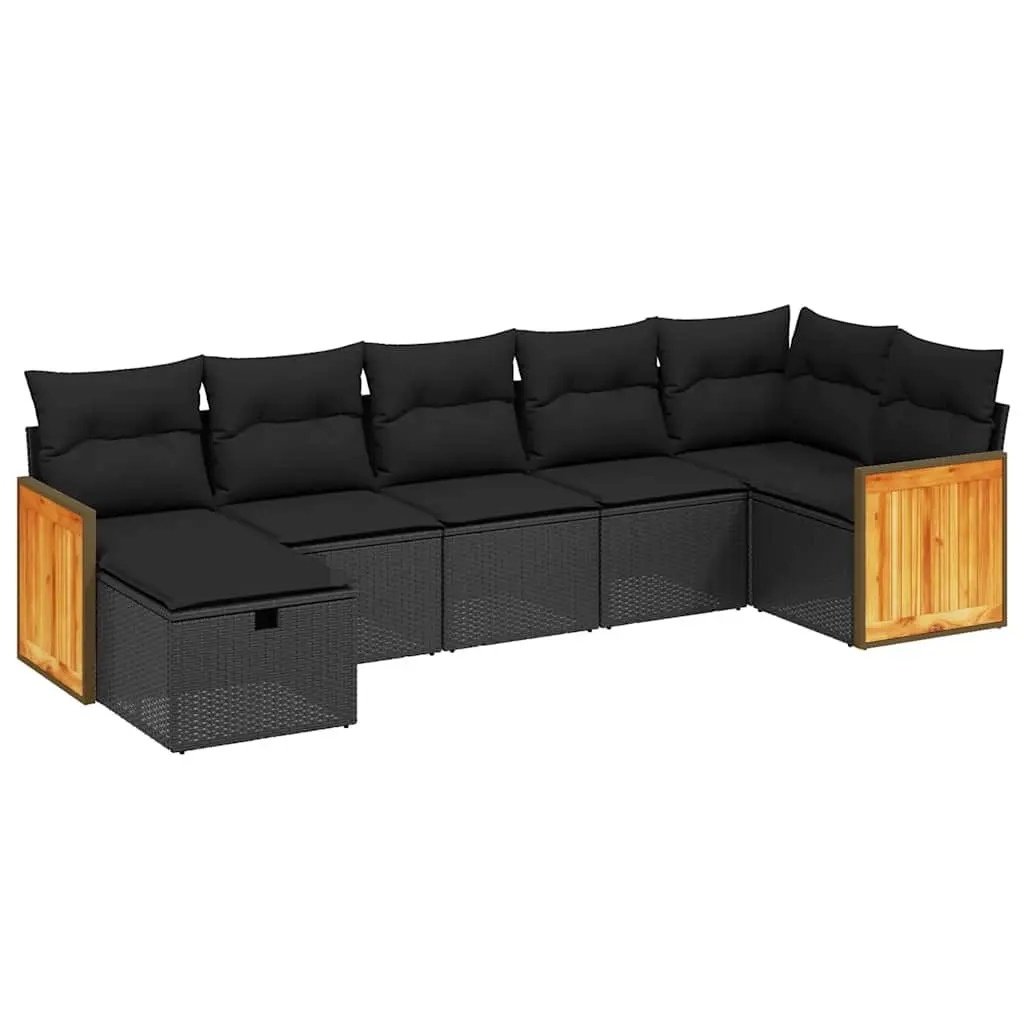 Garden Sofa Set Modular PE Rattan 7 Piece Outdoor Furniture Black