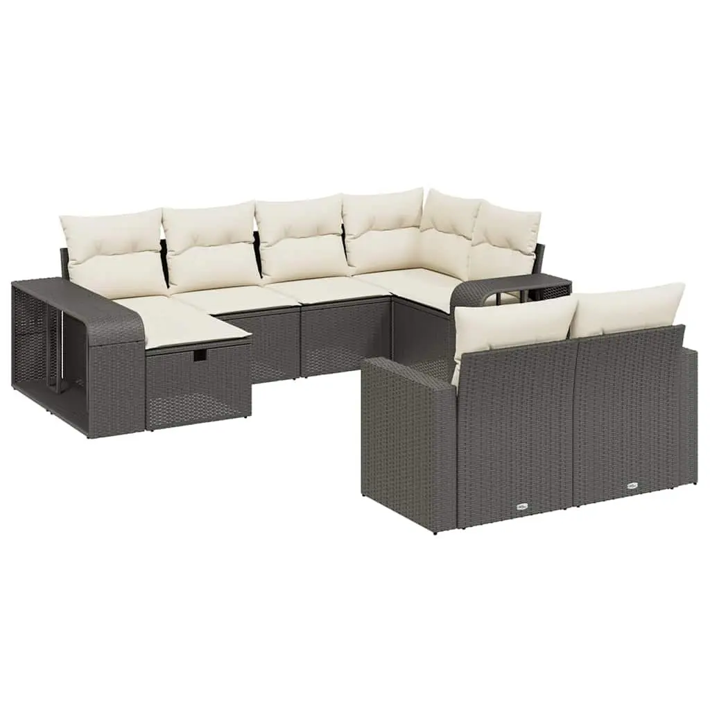 Garden Sofa Set 10 Piece PE Rattan Modular Outdoor Furniture Black Patio Seating