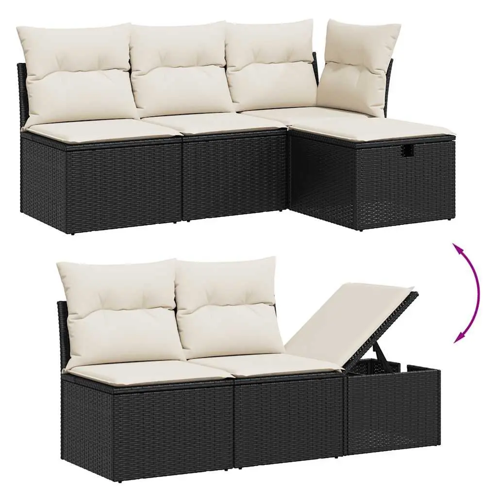 Garden Sofa Set 10 Piece PE Rattan Modular Outdoor Furniture Black Patio Seating