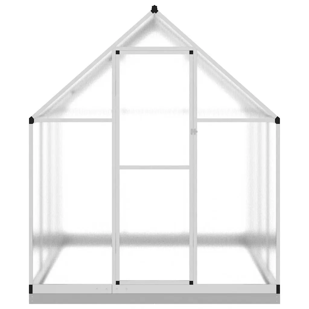 Walk-in Greenhouse Polycarbonate Aluminium Frame Silver 224x169x202cm with Base