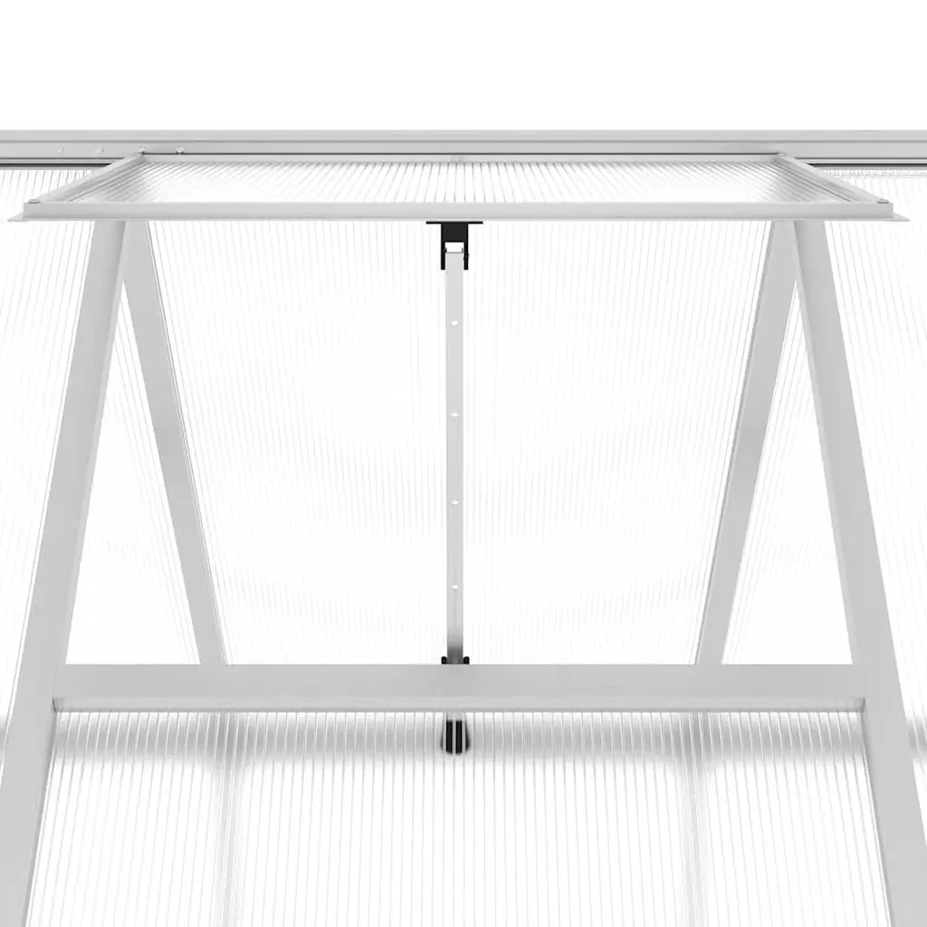 Walk-in Greenhouse Polycarbonate Aluminium Frame Silver 224x169x202cm with Base