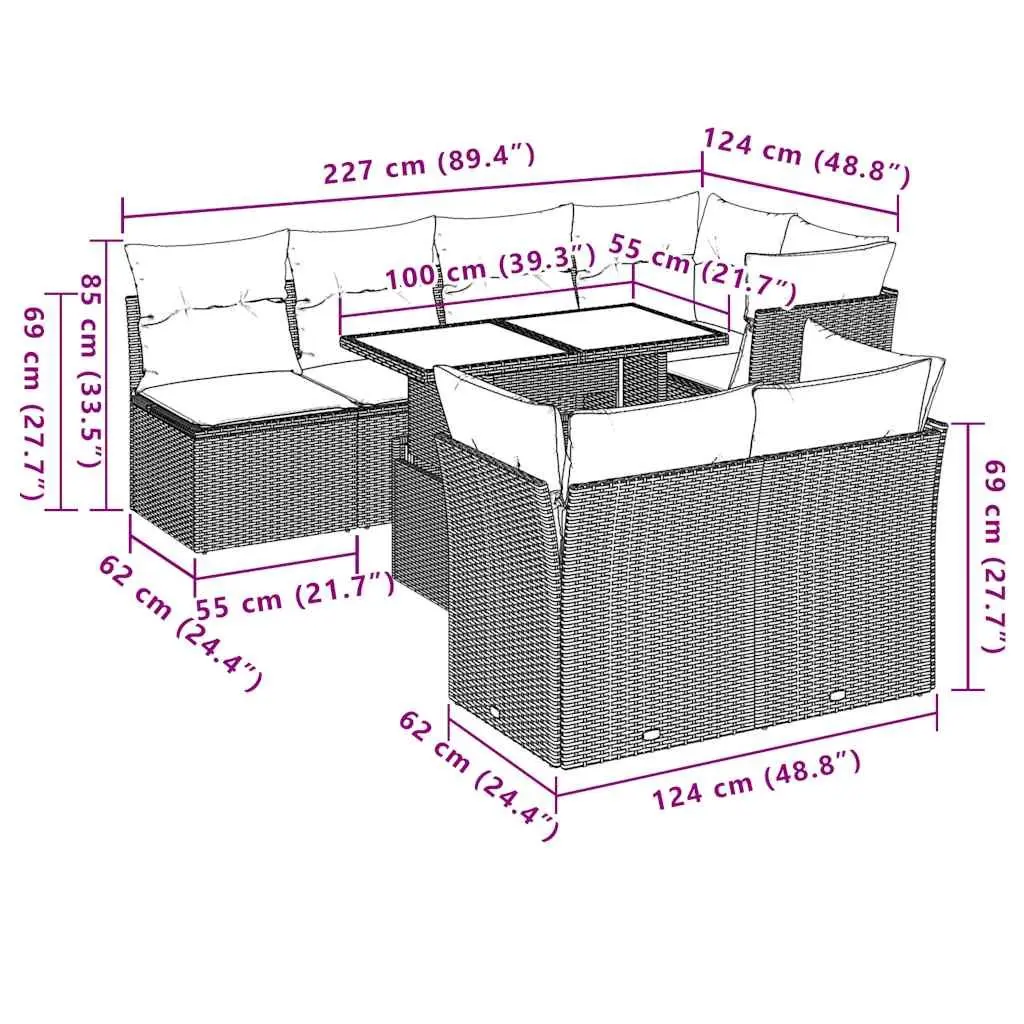 8 Piece Garden Sofa Set for Outdoor Use