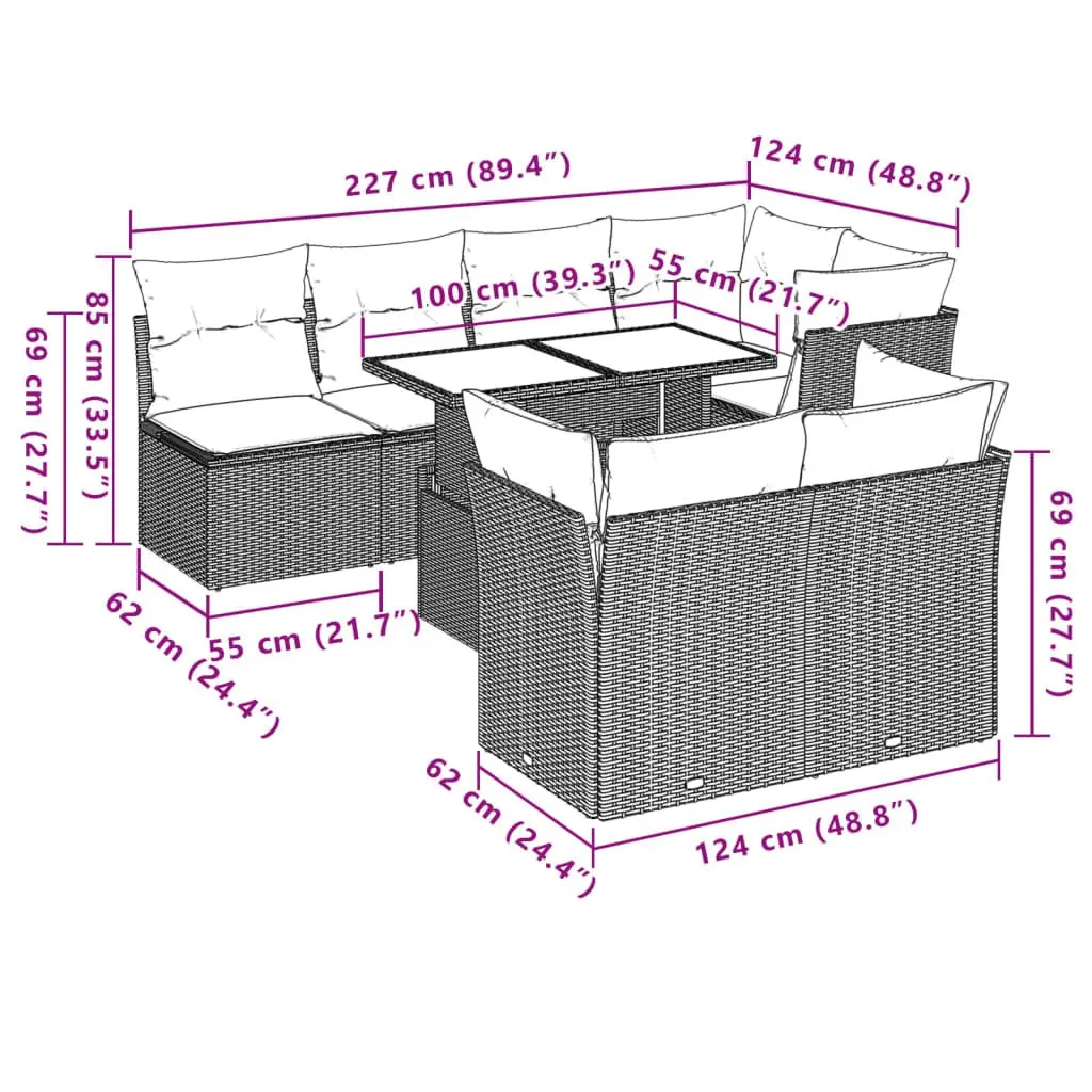 8 Piece Garden Sofa Set for Outdoor Use