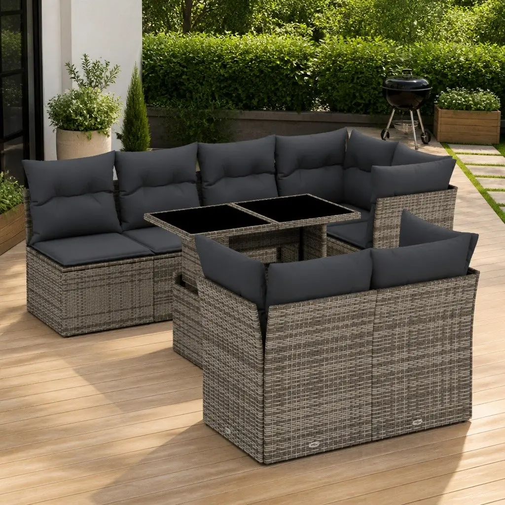 Grey 8 Piece Garden Sofa Set for Home Use