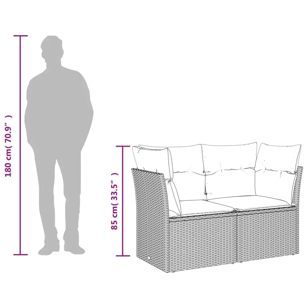 Garden Sofa Set 9 Piece Outdoor Patio Furniture Grey Poly Rattan with Cushions