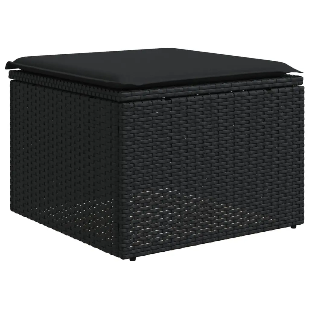 6 Piece Outdoor Furniture Garden Sofa Set Black PE Rattan with Cushions