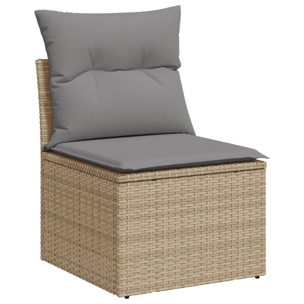 7 Piece Garden Sofa Set PE Rattan Beige Modular Outdoor Furniture