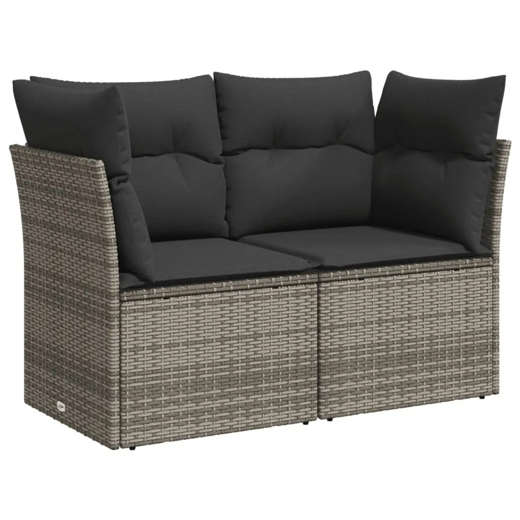 9 Piece Grey Poly Rattan Sofa Set for Outdoor Use