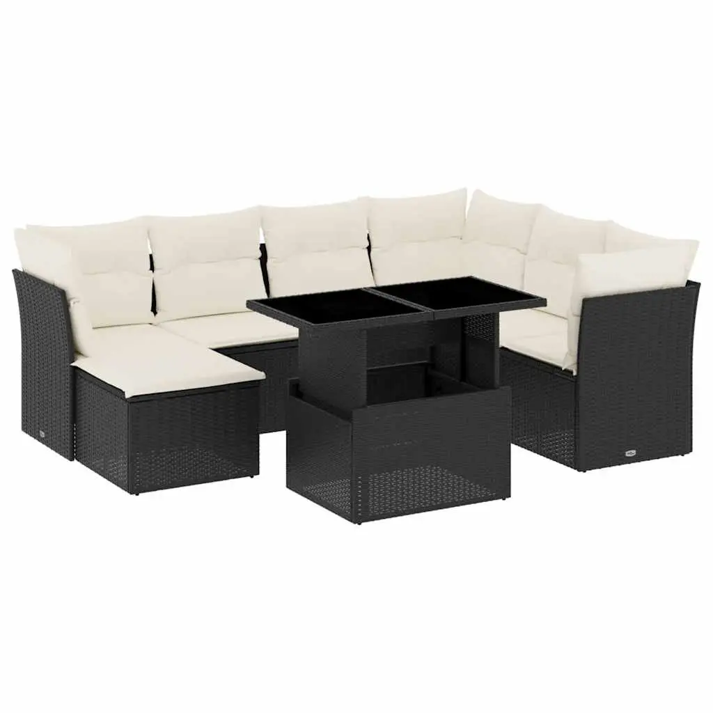 Garden Sofa Set 8 Piece Outdoor Furniture Patio Sectional with Cushions Black