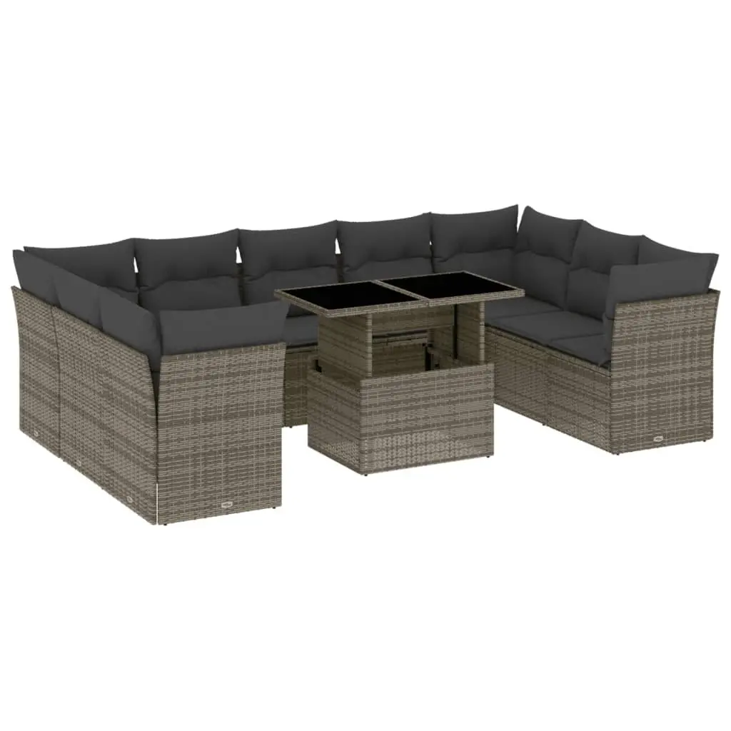 Garden Sofa Set 10 Piece Outdoor Furniture Patio Grey Poly Rattan Modular