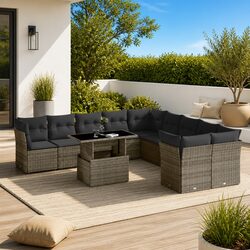 Practical 11-Piece Grey Rattan Garden Sofa Set for Your Patio