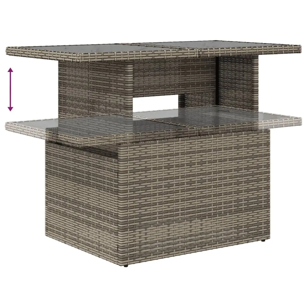 5 Piece Grey Outdoor Furniture Sofa Set Poly Rattan with Cushions Adjustable Table for Patio