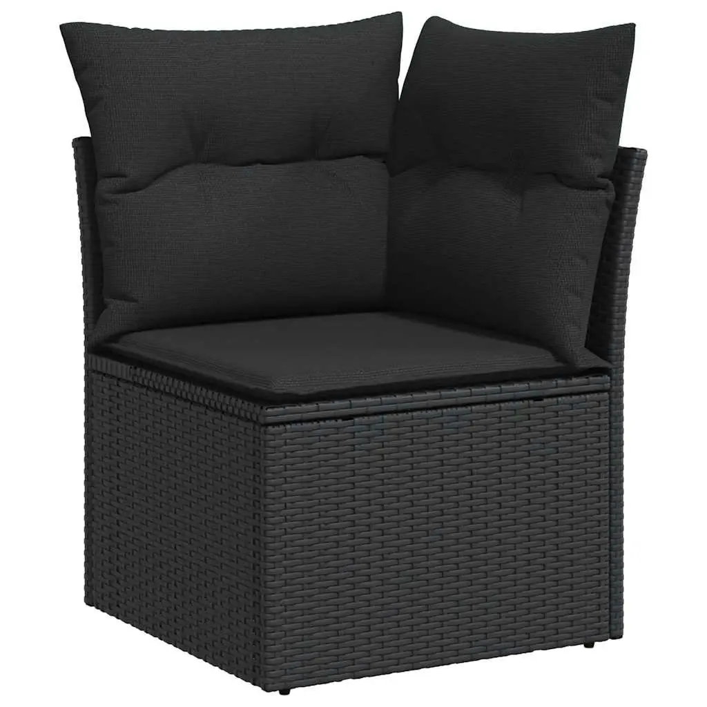Garden Sofa Set 7 Piece Outdoor Furniture Black Poly Rattan Patio Lounger