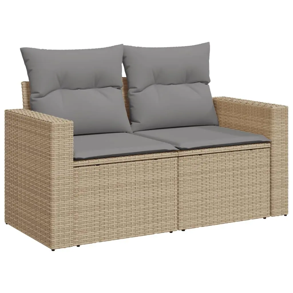 Garden Sofa Set 9 Piece Outdoor Furniture Beige Poly Rattan Patio Lounge Seating