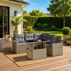 Practical 6 Piece Garden Sofa Set for Outdoor Use