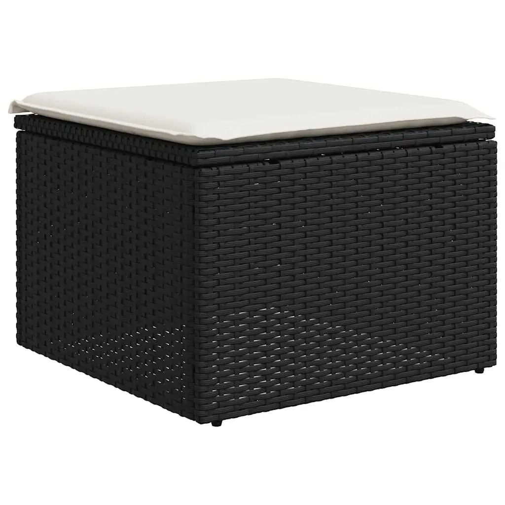 7 Piece Garden Sofa Set PE Rattan Modular Outdoor Furniture Black with Cushions