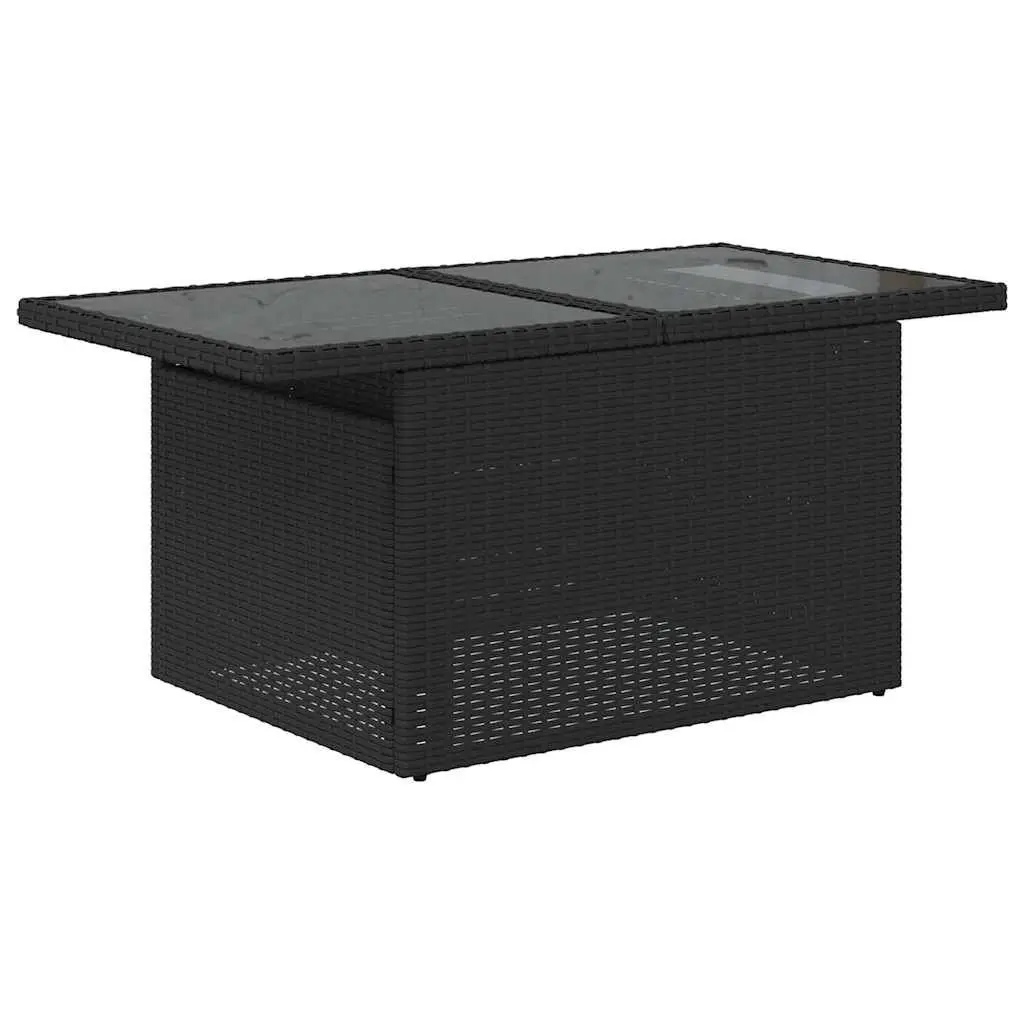 10 Piece Outdoor Sofa Set Black Poly Rattan Garden Furniture with Cushions Patio