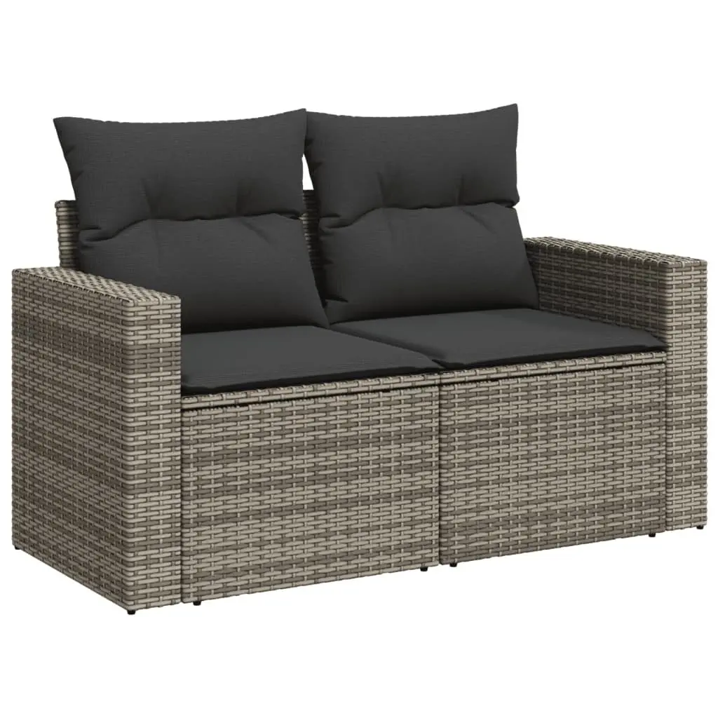 10 Piece Modular Outdoor Sofa Set Grey PE Rattan with Cushions