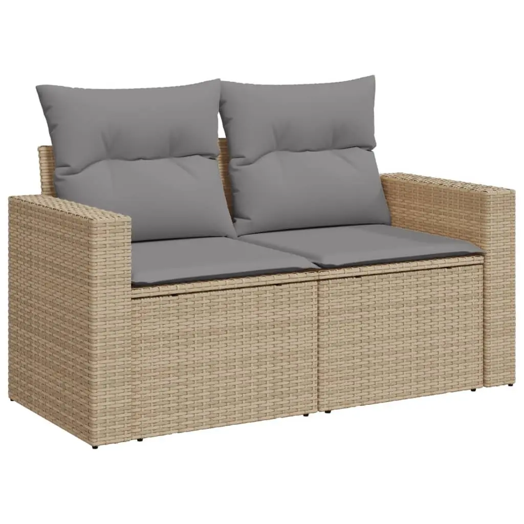 Outdoor Garden Sofa Set 10 Piece PE Rattan Beige Patio Furniture with Cushions