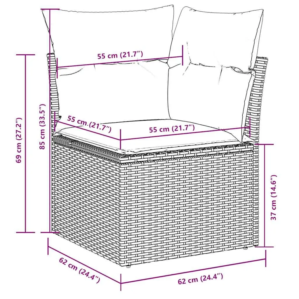 Garden Sofa Set Modular PE Rattan 10 Piece Outdoor Furniture Black