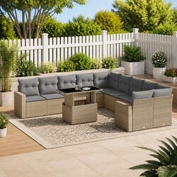 11 Piece Beige Garden Sofa Set for Backyard Relaxation
