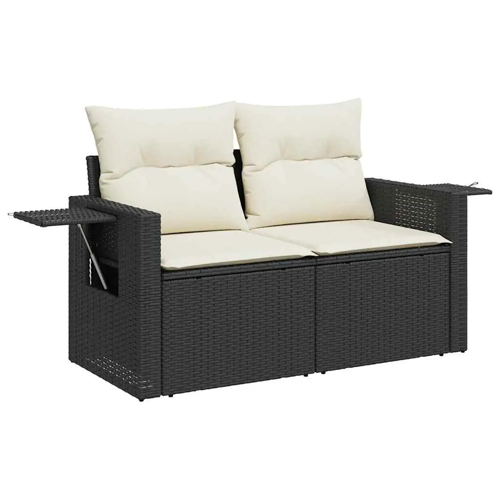 Garden Sofa Set 8 Piece Modular Outdoor Furniture Black PE Rattan
