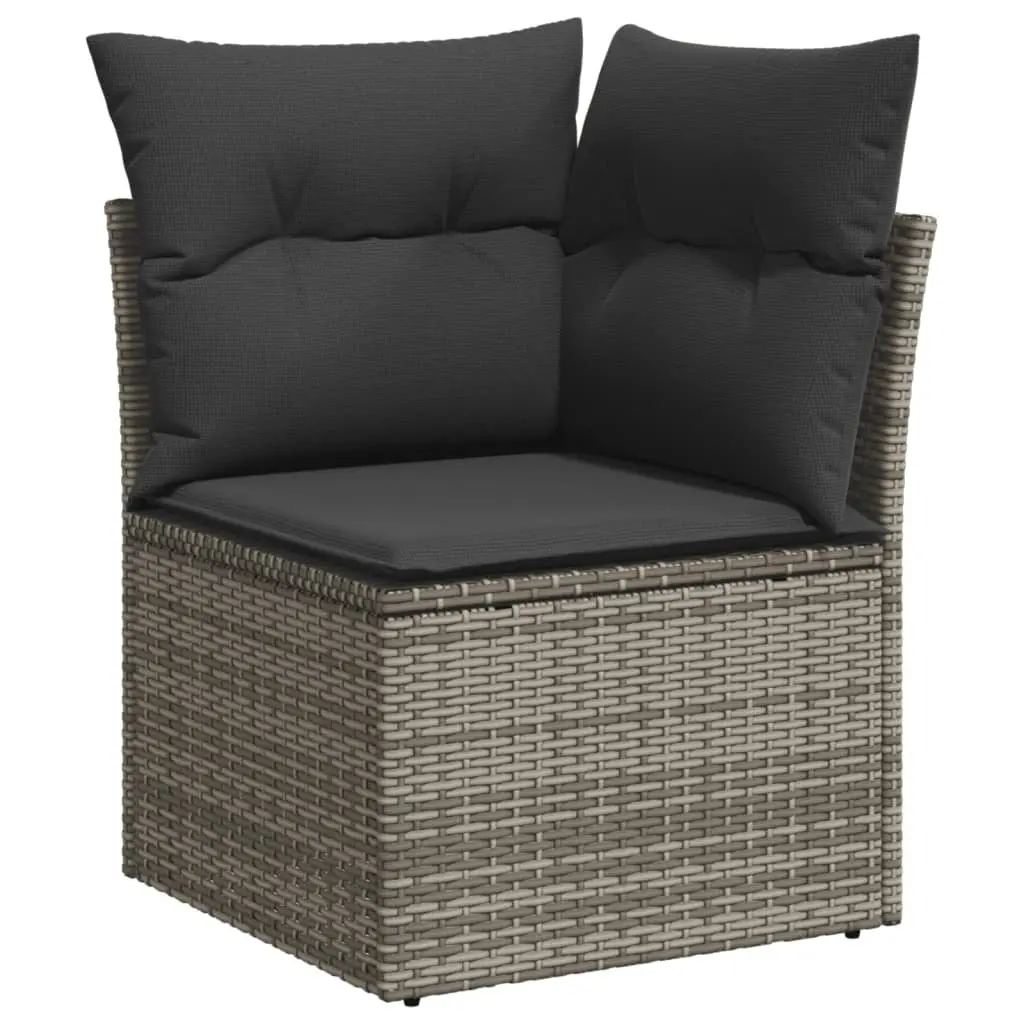 Garden Sofa Set 6 Piece Grey Poly Rattan Patio Furniture with Cushions Modular