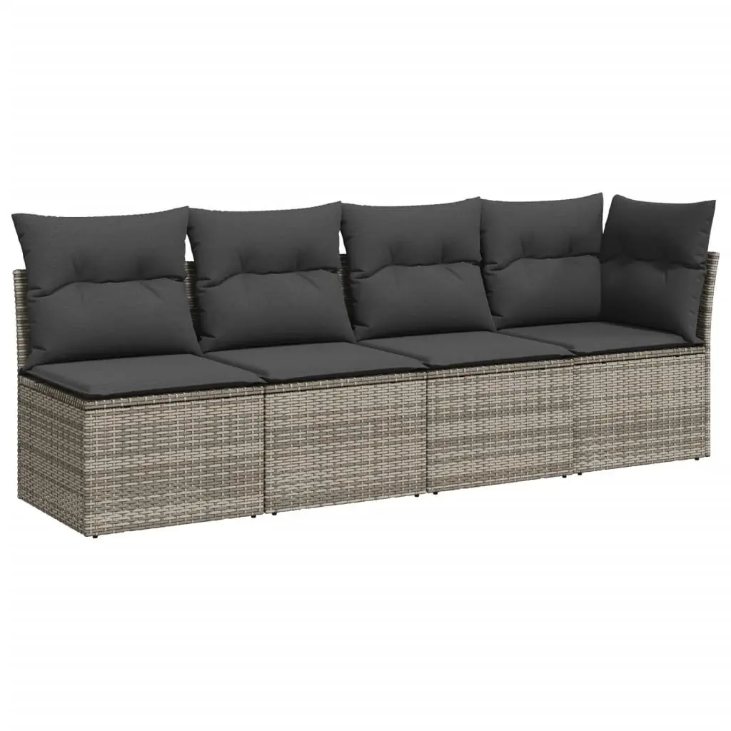 Garden Sofa Set PE Rattan 7 Piece Modular Grey with Cushions Outdoor Furniture