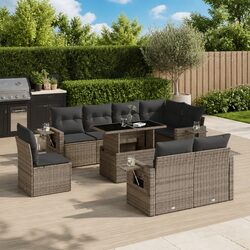 Practical 9 Piece Garden Sofa Set with Adjustable Features