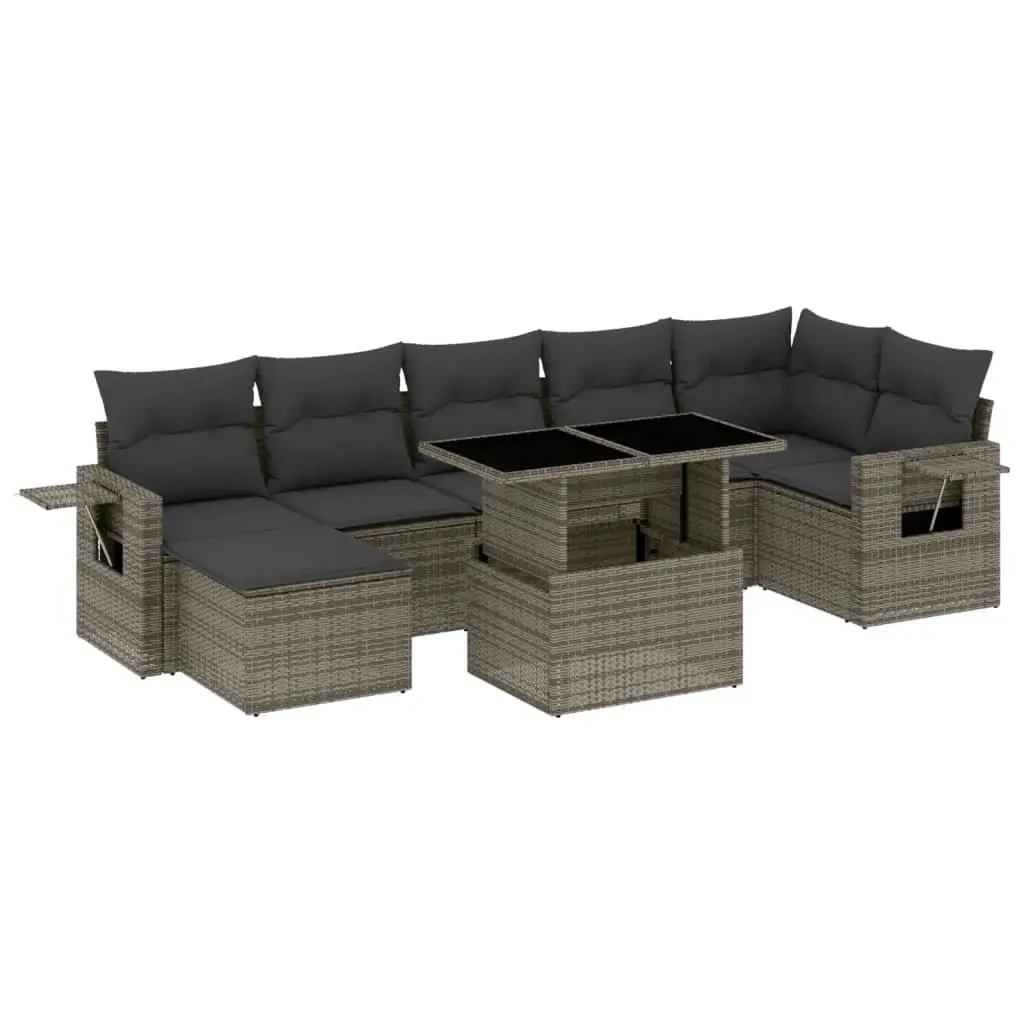 Garden Sofa Set 8 Piece Outdoor Furniture Grey Poly Rattan Modular Patio Seating