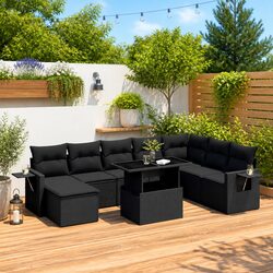 Practical 8 Piece Black Outdoor Garden Sofa Set