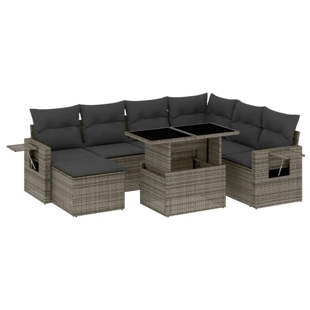 Garden Sofa Set PE Rattan 8 Piece Outdoor Furniture Sectional Grey