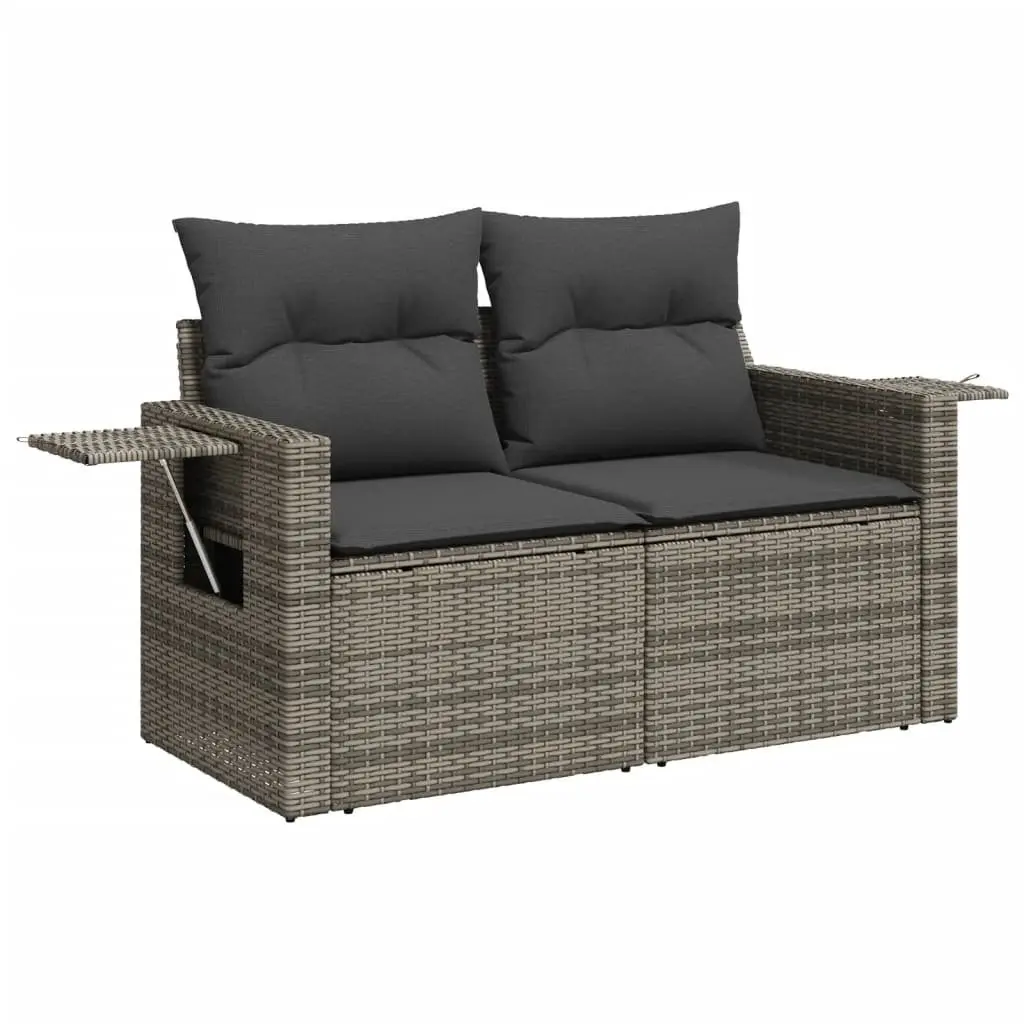 Outdoor Sofa Set PE Rattan 11 Piece Modular Grey with Cushions