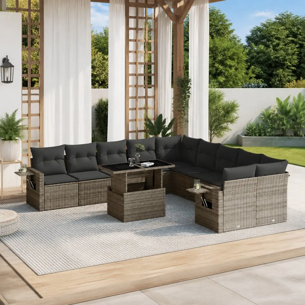 Garden Sofa Set PE Rattan Modular 11 Piece Outdoor Furniture Grey
