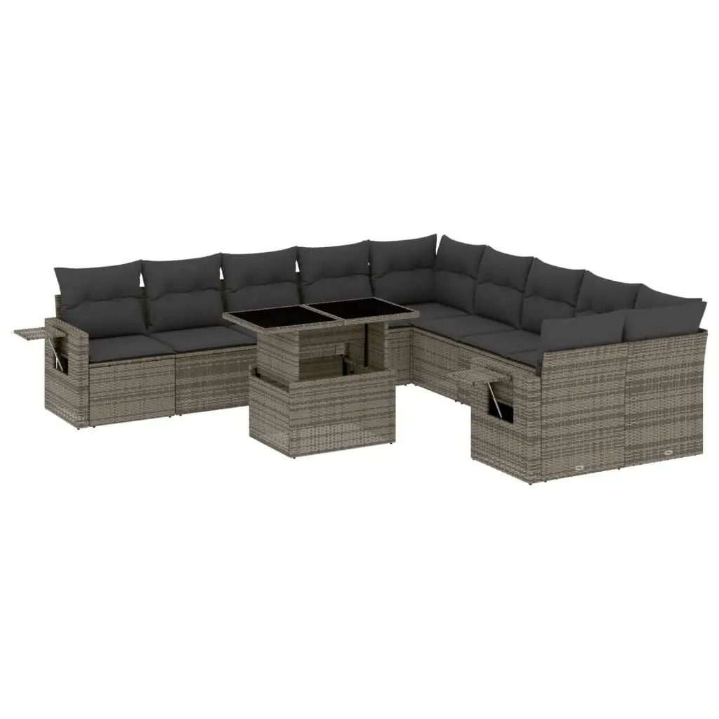 Garden Sofa Set PE Rattan Modular 11 Piece Outdoor Furniture Grey