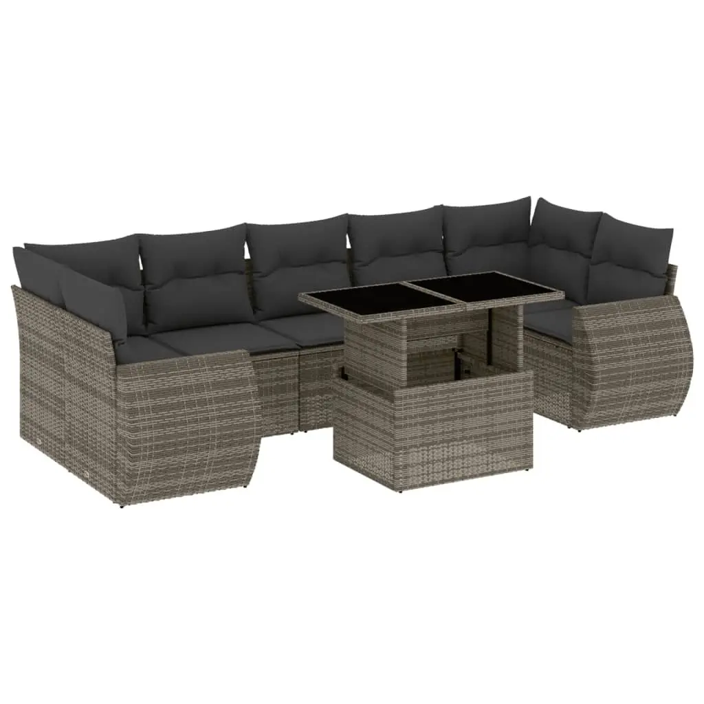 Garden Sofa Set PE Rattan 8 Piece Outdoor Furniture Modular Grey