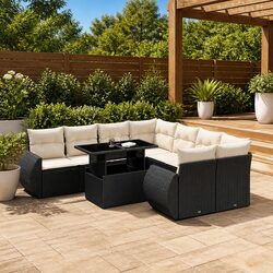 Versatile 9 Piece Garden Sofa Set with Cushions