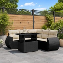 Practical 6-Piece Black Rattan Sofa Set for Any Space