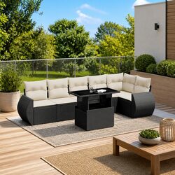 Practical 7 Piece Garden Sofa Set for Outdoor Use
