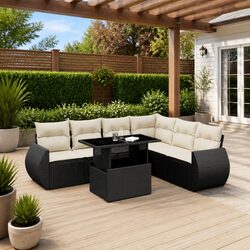 Practical Black Garden Sofa Set for Outdoor Comfort